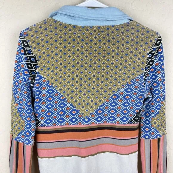 Free People We The Free Alex Tee Multicolor Mixed Print Size S Boho Retro - Picture 6 of 11